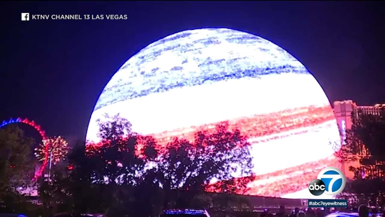 MSG Sphere in Las Vegas shows off incredible exterior display for 4th of July in preview - ABC13 Houston