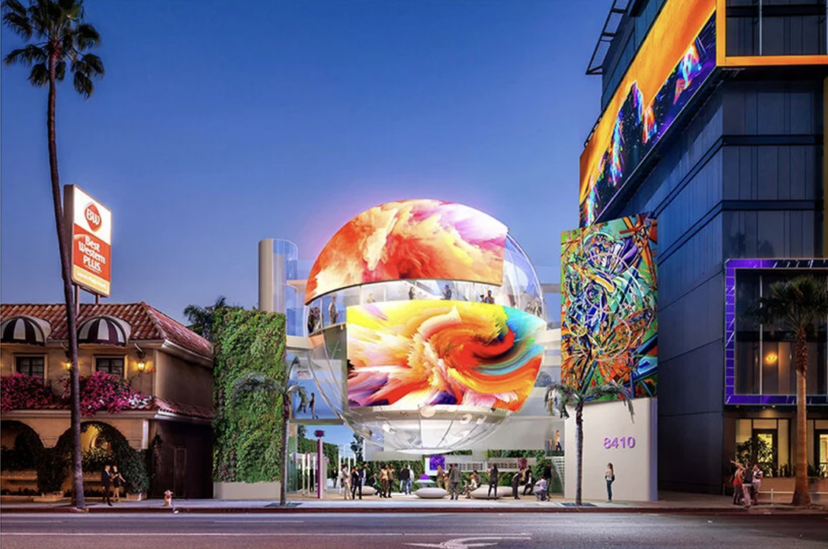 West Hollywood's Stunning Vision: A Tiny Las Vegas Sphere on 8410 Sunset Boulevard | stupidDOPE